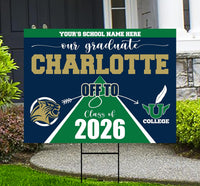 Personalized College Bound Yard Sign, College Logo Sign, Class of 2026 Custom Graduate College University Bound Yard Sign with Metal H-Stake