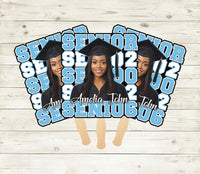 Custom Face Fans With Wooden Handle, Graduation Head, Grad Face Fans, Class of 2026 Head Fans, Graduation Faces on a Stick