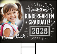 Personalized Kid Elementary Graduation 2026 Yard Sign with Photo, Preschool Sign, Class of 2026, Custom Grad Lawn Signage with Metal H-Stake
