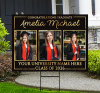 Personalized Graduation Yard Sign 2026 with Photo, 2026 Senior Grad Sign, Class of 2026, Custom Graduation 2026 Yard Sign with Metal H-Stake