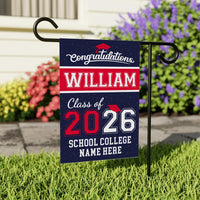 Personalized College Graduation Garden Flag, Double Sided Custom School, University Logo, Class of 2026 Yard Sign, Graduate Celebration Flag