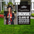 Personalized Graduation Yard Sign 2026 with Photo - Grad Sign, Class of 2026, Custom Graduation 2026 Yard Sign with Metal H-Stake