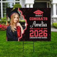 Personalized Graduation Yard Sign 2026 with Photo - Grad Sign, Class of 2026, Custom Graduation 2026 Yard Sign with Metal H-Stake