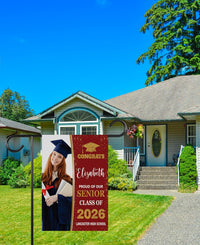 Personalized Graduation Garden Flag with Photo, Double Sided, Custom Name & School, Graduation Decoration 2026 Yard Sign, Class of 2026 Flag