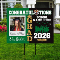 Personalized Graduation Yard Sign 2026 with Photo, Custom College Logo Sign, Class of 2026, Custom Graduation Yard Sign with Metal H-Stake
