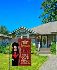 Personalized Graduation Garden Flag with Photo, Double Sided, Custom Name & School, Graduation Decoration 2026 Yard Sign, Class of 2026 Flag