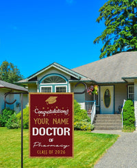 Personalized Doctor of Pharmacy Graduation Garden Flag, Double Sided, Custom Graduate 2026, Class of 2026 Yard Sign, Graduation 2026 Flag