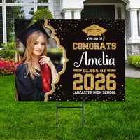 Personalized Graduation Yard Sign 2026 with Photo - Grad Sign, Class of 2026, Custom Graduation 2026 Yard Sign with Metal H-Stake