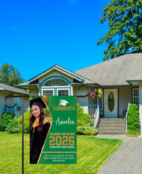 Personalized Graduation Garden Flag with Photo, Double Sided, Custom Name & School, Graduation Decoration 2026 Yard Sign, Class of 2026 Flag