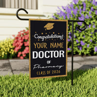 Personalized Doctor of Pharmacy Graduation Garden Flag, Double Sided, Custom Graduate 2026, Class of 2026 Yard Sign, Graduation 2026 Flag
