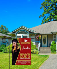 Personalized Graduation Garden Flag with Photo, Double Sided, Custom Name & School, Graduation Decoration 2026 Yard Sign, Class of 2026 Flag
