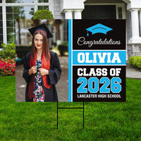 Personalized Graduation Yard Sign 2026 with Photo - Grad Sign, Class of 2026, Custom Graduation 2026 Yard Sign with Metal H-Stake