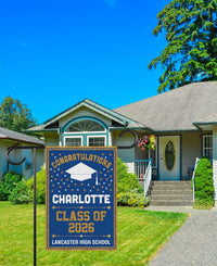 Personalized Graduation Garden Flag, Double Sided, Custom Name & School, Outdoor Graduation Decoration 2026 Yard Sign, Class of 2026 Flag