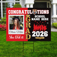 Personalized Graduation Yard Sign 2026 with Photo, Custom College Logo Sign, Class of 2026, Custom Graduation Yard Sign with Metal H-Stake