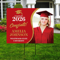 Personalized Graduation Yard Sign 2026 with Photo, Graduate Picture Sign, Class of 2026, Custom Graduation 2026 Yard Sign with Metal H-Stake