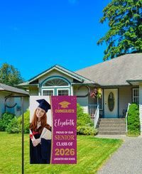 Personalized Graduation Garden Flag with Photo, Double Sided, Custom Name & School, Graduation Decoration 2026 Yard Sign, Class of 2026 Flag
