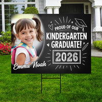 Personalized Kid Elementary Graduation 2026 Yard Sign with Photo, Preschool Sign, Class of 2026, Custom Grad Lawn Signage with Metal H-Stake