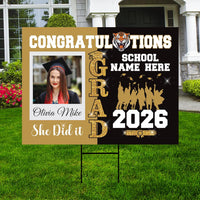 Personalized Graduation Yard Sign 2026 with Photo, Custom College Logo Sign, Class of 2026, Custom Graduation Yard Sign with Metal H-Stake