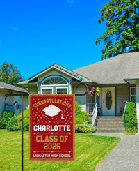 Personalized Graduation Garden Flag, Double Sided, Custom Name & School, Outdoor Graduation Decoration 2026 Yard Sign, Class of 2026 Flag