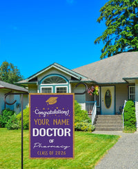 Personalized Doctor of Pharmacy Graduation Garden Flag, Double Sided, Custom Graduate 2026, Class of 2026 Yard Sign, Graduation 2026 Flag