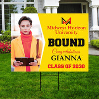 Personalized College Bound Yard Sign, College Logo Sign, Class of 2026 Custom Graduate College University Bound Yard Sign with Metal H-Stake