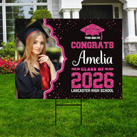 Personalized Graduation Yard Sign 2026 with Photo - Grad Sign, Class of 2026, Custom Graduation 2026 Yard Sign with Metal H-Stake