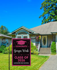 Personalized Graduation Garden Flag, Double Sided, Custom Name & School, Outdoor Graduation Decoration 2026 Yard Sign, Class of 2026 Flag
