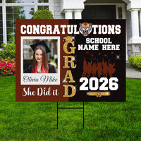 Personalized Graduation Yard Sign 2026 with Photo, Custom College Logo Sign, Class of 2026, Custom Graduation Yard Sign with Metal H-Stake