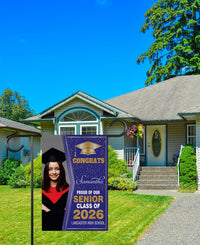 Personalized Graduation Garden Flag with Photo, Double Sided, Custom Name & School, Graduation Decoration 2026 Yard Sign, Class of 2026 Flag