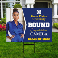 Personalized College Bound Yard Sign, College Logo Sign, Class of 2026 Custom Graduate College University Bound Yard Sign with Metal H-Stake