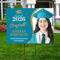 Personalized Graduation Yard Sign 2026 with Photo, Graduate Picture Sign, Class of 2026, Custom Graduation 2026 Yard Sign with Metal H-Stake