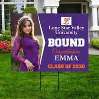 Personalized College Bound Yard Sign, College Logo Sign, Class of 2026 Custom Graduate College University Bound Yard Sign with Metal H-Stake