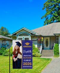 Personalized Graduation Garden Flag with Photo, Double Sided, Custom Name & School, Graduation Decoration 2026 Yard Sign, Class of 2026 Flag