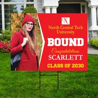 Personalized College Bound Yard Sign, College Logo Sign, Class of 2026 Custom Graduate College University Bound Yard Sign with Metal H-Stake