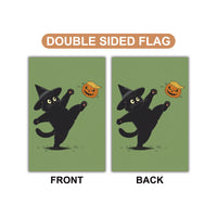 Subtle Anti-Trump Autumn Pumpkin Protest Garden Flag, Funny Black Cat Witchy Resist Fascism Yard Flag, Subtle Harvest Fall Outdoor Flag
