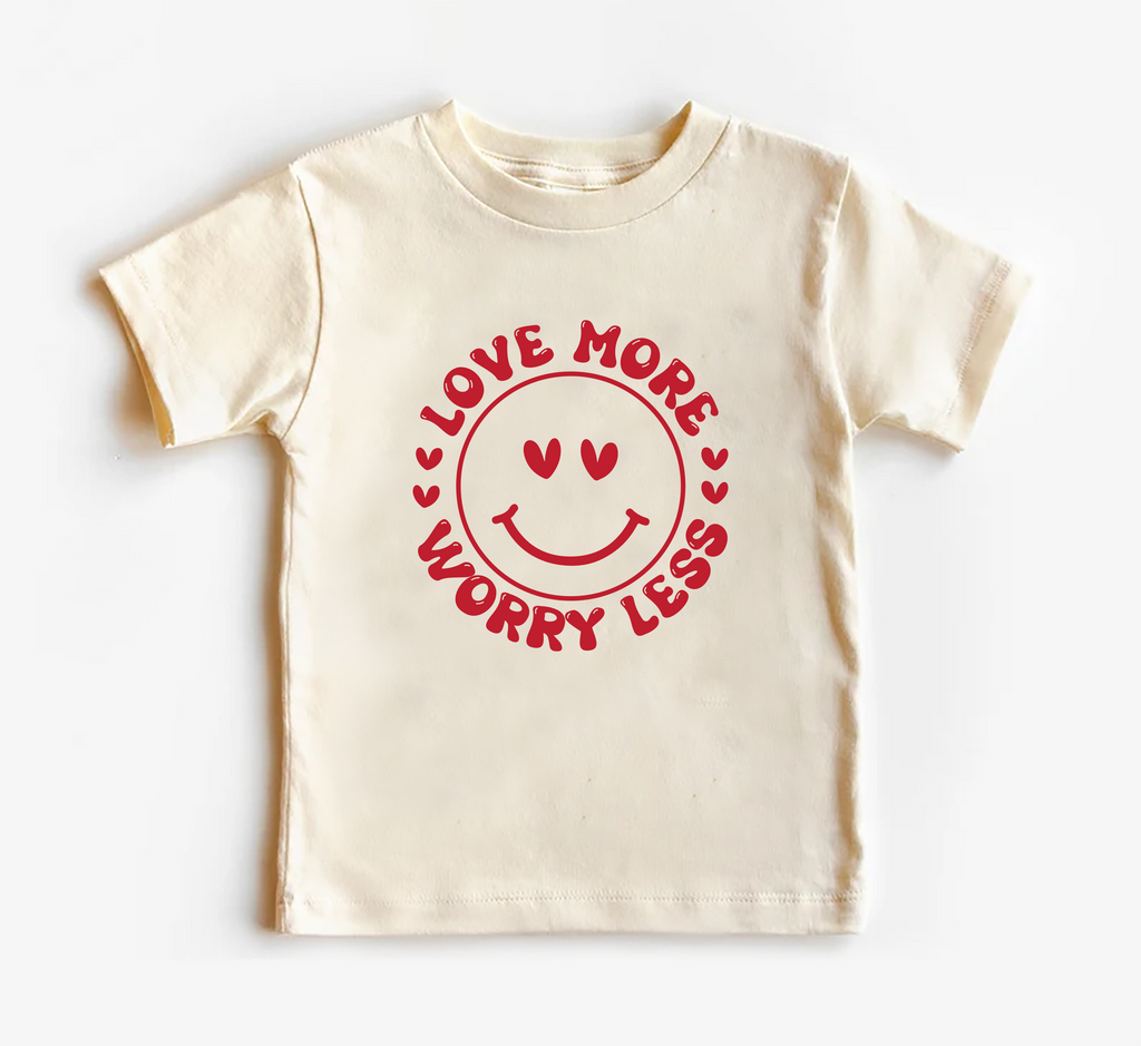 Valentine's Day Baby Shirt, Love More Worry Less Baby Outfit