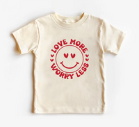Valentine's Day Baby Shirt, Love More Worry Less Baby Outfit