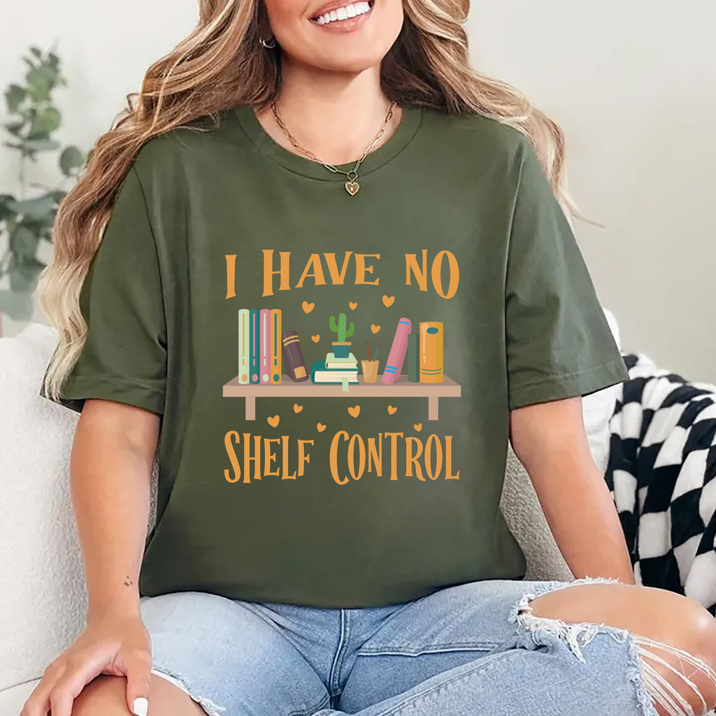 I Have No Shelf Control Short Sleeve T-Shirt, Reading Teacher Shirt