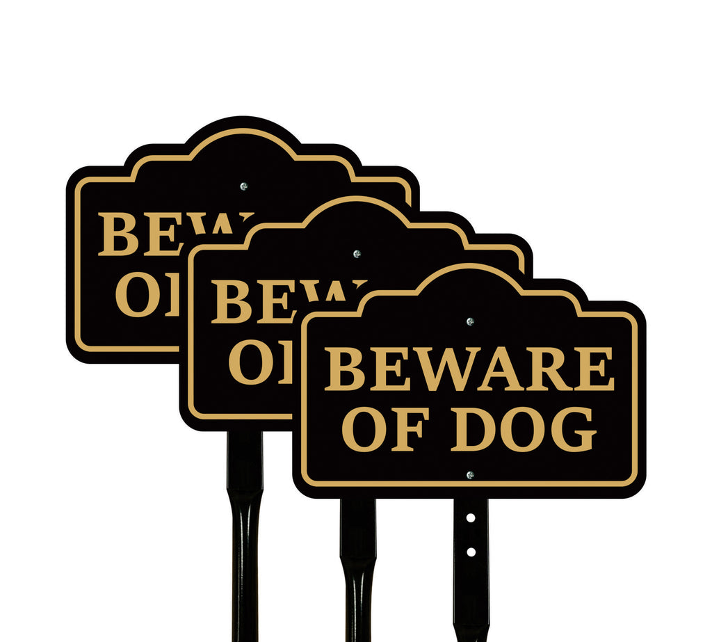 3 Pack Beware of Dog Yard Sign with 16" Stake, Rust-Free Aluminum Warning Sign, Home Security Not Responsible Lawn Sign, Outdoor Dog Alert