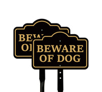 2 Pack Beware of Dog Yard Sign with 16" Stake, Rust-Free Aluminum Warning Sign, Home Security Not Responsible Lawn Sign, Outdoor Dog Alert