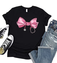 Coquette Nurse Stethoscope Bow Short Sleeve T-Shirt, Bow Stethoscope Shirt