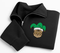Personalized Pet Embroidered Quarter Zip Sweatshirt, Custom Dog or Cat Portrait, Holiday Cozy Pullover, Pet Parent Outfit, Christmas Gift