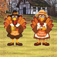 Thanksgiving Turkey Yard Signs with Metal Stakes, Pumpkin Harvest Lawn Decorations, Happy Thanksgiving Outdoor Garden Patio Fall Décor