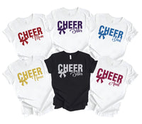 Glitter Custom Cheer Shirt, Mom Nana Grandma Sister Dad Mimi Tee, Custom School Colors Top