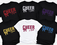 Glitter Custom Cheer Shirt, Mom Nana Grandma Sister Dad Mimi Tee, Custom School Colors Top