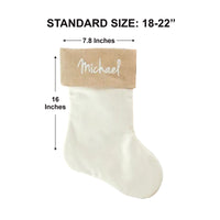 Personalized Christmas Stockings, Natural Burlap & Quilted Ivory Stocking, Custom Name Monogram Stockings, Holiday Mantel Decor, 6 Styles
