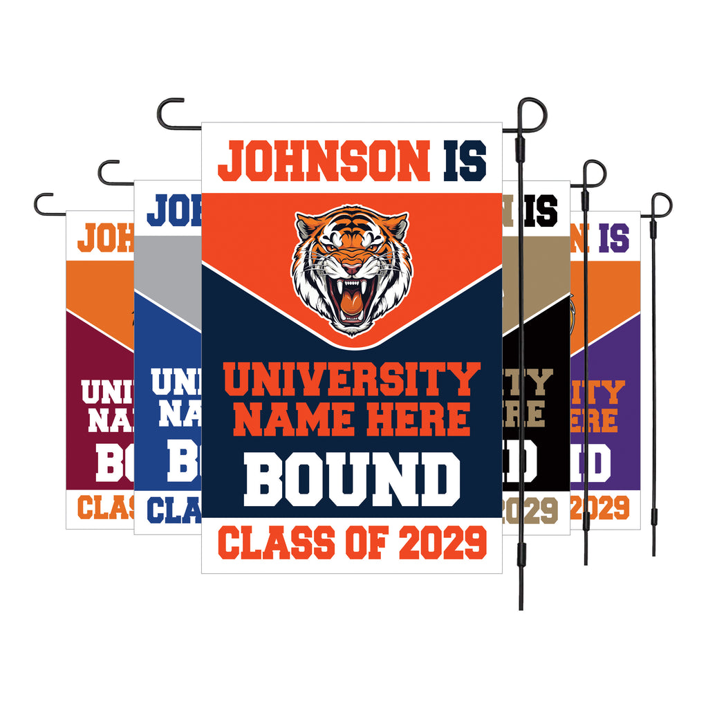 Personalized College Bound Garden Flag, Double Sided Future Graduate Custom Decor, University Bound Yard Sign, Class of 2025 Graduation Flag
