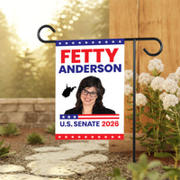 Fetty Anderson For West Virginia Senate 2026 Garden Flag, Double Sided, 2026 Senate Flag, Elections Flag, Race Red White & Blue Flag
