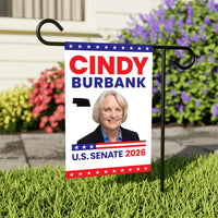 Cindy Burbank For Nebraska Senate 2026 Garden Flag, Double Sided, 2026 Senate Flag, Elections Flag, Republican, Race Red White & Blue Flag