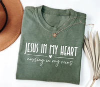 Jesus In My Heart Nursing In My Veins Short Sleeve T-Shirt, Jesus Nurse Shirt